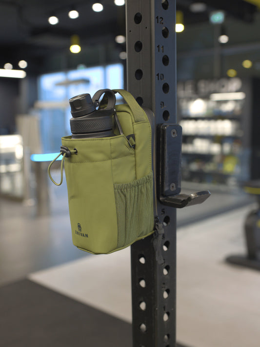 EVIAN GREEN MAGNETIC GYM BAG WITH BOTTLE HOLDER