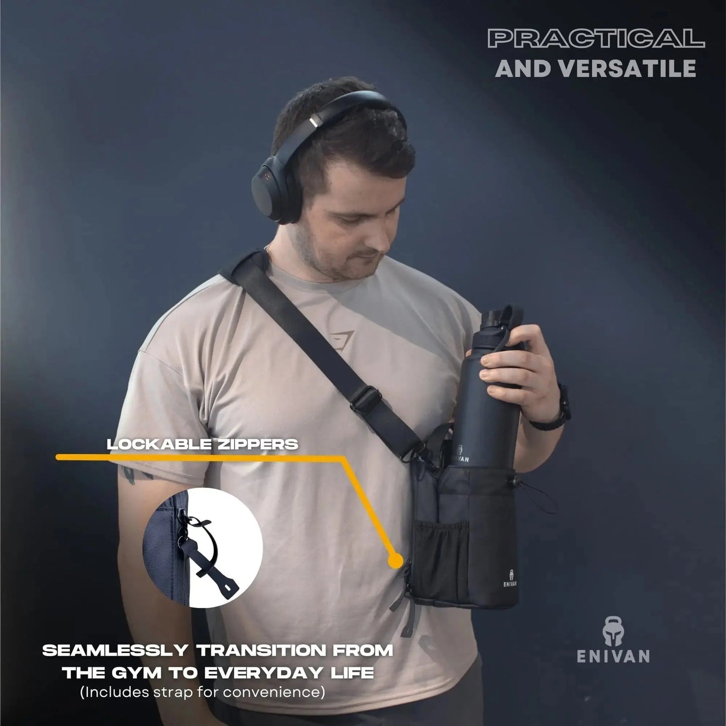 ENIVAN MAGNETIC GYM BAG WITH BOTTLE HOLDER